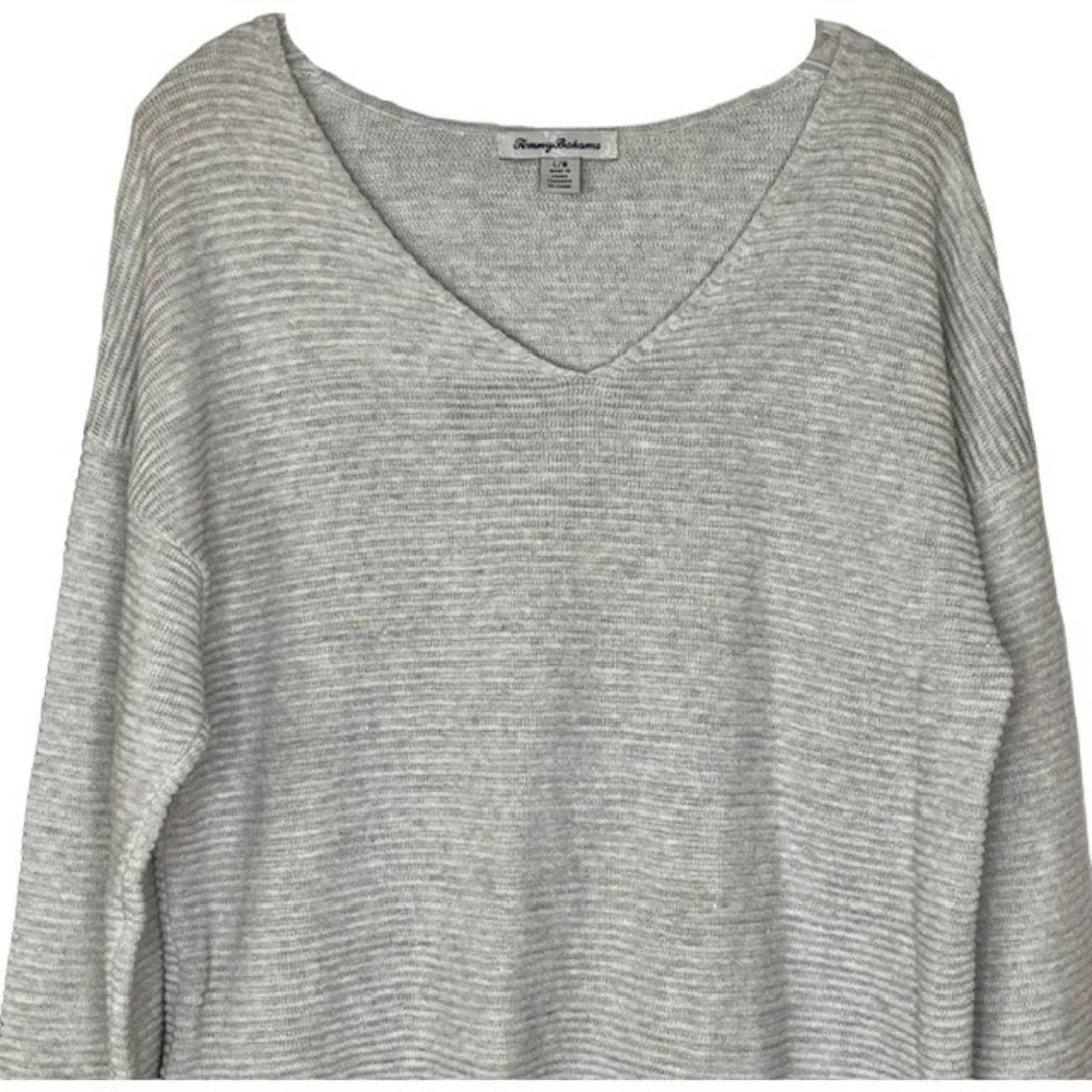 Tommy Bahama Bonita Ottoman Subtly Sequined Sweater - Pearl Gray Heather - L